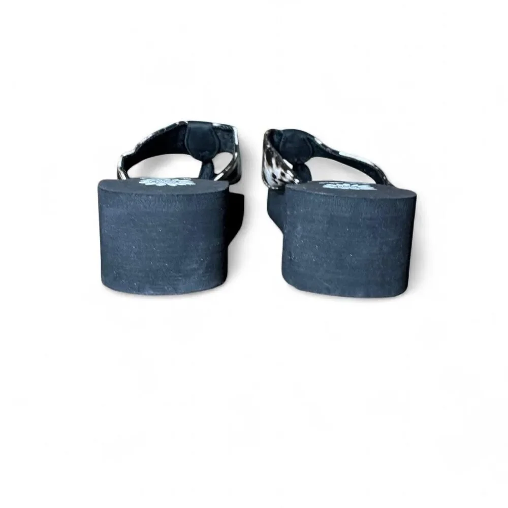 Yellow Box Women's Leopard Print Y2K Wedge Heel Flipflops Size 8 - Picture 5 of 6